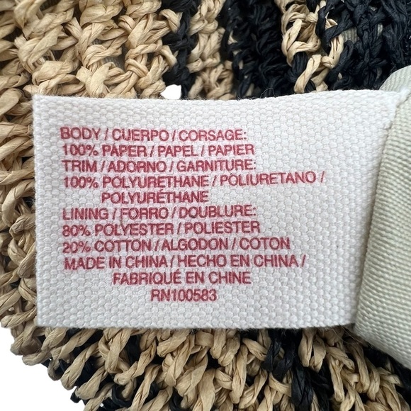 Lucky Brand Black Tan Geometric Woven Paper Bucket Bag Purse - Picture 4 of 8